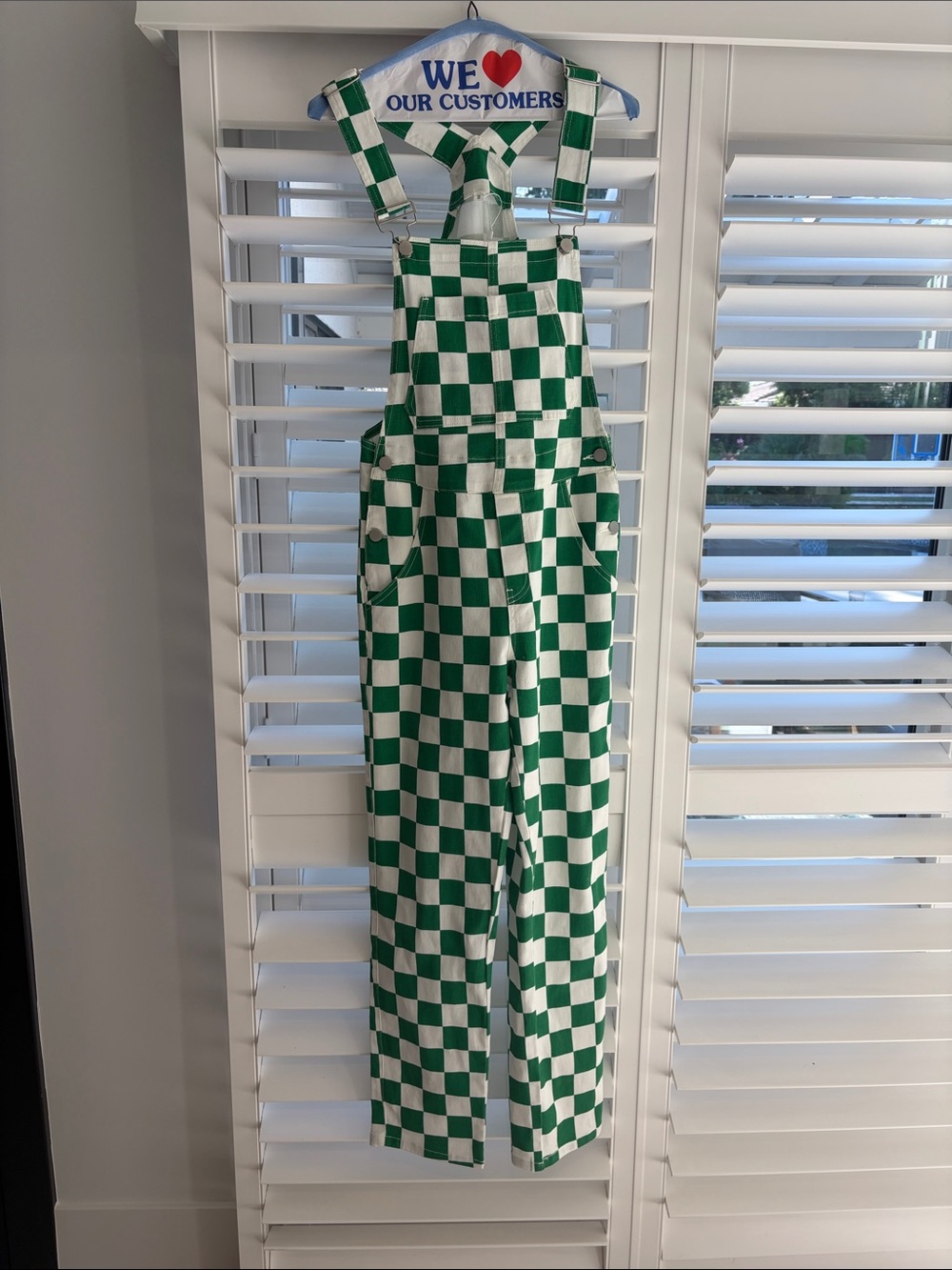 Green Checkered women’s  Overalls One-Piece